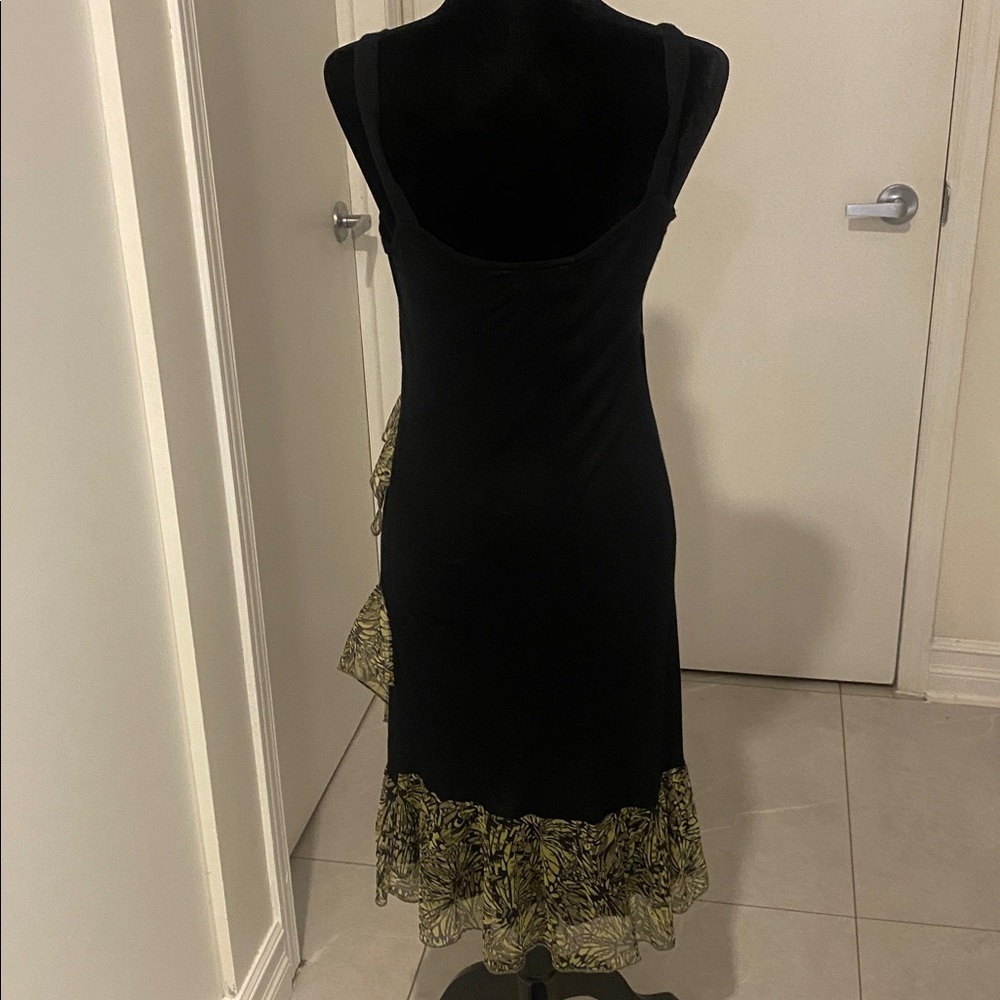 TANGO MANGO Summer sleeveless Black & Green Ruffle Dress Size Medium - Picture 9 of 16